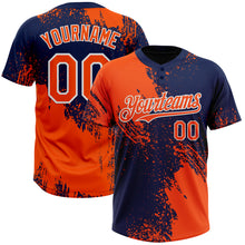Загрузить изображение в средство просмотра галереи, Custom Orange Navy-White 3D Pattern Abstract Brush Stroke Two-Button Unisex Softball Jersey