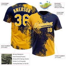 Загрузить изображение в средство просмотра галереи, Custom Gold Navy-White 3D Pattern Abstract Brush Stroke Two-Button Unisex Softball Jersey