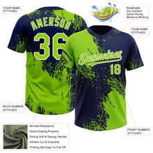 Загрузить изображение в средство просмотра галереи, Custom Neon Green Navy-White 3D Pattern Abstract Brush Stroke Two-Button Unisex Softball Jersey