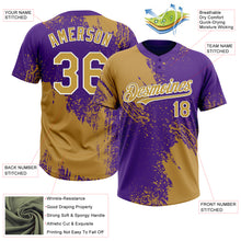 Загрузить изображение в средство просмотра галереи, Custom Old Gold Purple-White 3D Pattern Abstract Brush Stroke Two-Button Unisex Softball Jersey