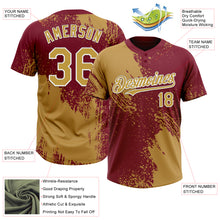 Загрузить изображение в средство просмотра галереи, Custom Old Gold Crimson-White 3D Pattern Abstract Brush Stroke Two-Button Unisex Softball Jersey