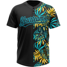 Загрузить изображение в средство просмотра галереи, Custom Black Lakes Blue 3D Pattern Hawaii Tropical Palm Leaves Two-Button Unisex Softball Jersey
