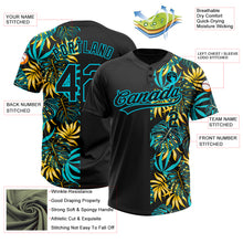 Загрузить изображение в средство просмотра галереи, Custom Black Lakes Blue 3D Pattern Hawaii Tropical Palm Leaves Two-Button Unisex Softball Jersey