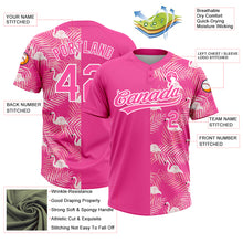 Загрузить изображение в средство просмотра галереи, Custom Pink White 3D Pattern Tropical Palm Leaves And Famingo Two-Button Unisex Softball Jersey