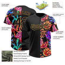 Загрузить изображение в средство просмотра галереи, Custom Black Old Gold 3D Pattern Hawaii Tropical Palm Leaves Two-Button Unisex Softball Jersey