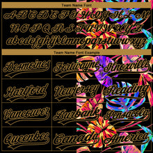 Загрузить изображение в средство просмотра галереи, Custom Black Old Gold 3D Pattern Hawaii Tropical Palm Leaves Two-Button Unisex Softball Jersey