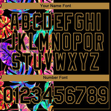 Загрузить изображение в средство просмотра галереи, Custom Black Old Gold 3D Pattern Hawaii Tropical Palm Leaves Two-Button Unisex Softball Jersey