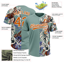 Загрузить изображение в средство просмотра галереи, Custom Teal Texas Orange-White 3D Pattern Hawaii Tropical Palm Leaves Two-Button Unisex Softball Jersey