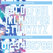 Загрузить изображение в средство просмотра галереи, Custom White Light Blue 3D Pattern Hawaii Palm Trees Two-Button Unisex Softball Jersey