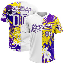 Load image into Gallery viewer, Custom White Purple 3D Pattern Tropical Palm Leaves Two-Button Unisex Softball Jersey