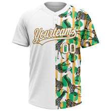 Загрузить изображение в средство просмотра галереи, Custom White Old Gold 3D Pattern Zebras And Giraffes Two-Button Unisex Softball Jersey