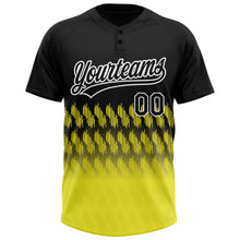 Загрузить изображение в средство просмотра галереи, Custom Black Light Yellow-White 3D Pattern Lines Two-Button Unisex Softball Jersey
