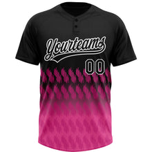 Load image into Gallery viewer, Custom Black Pink-White 3D Pattern Lines Two-Button Unisex Softball Jersey
