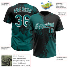 Load image into Gallery viewer, Custom Teal Black-White 3D Pattern Abstract Brush Stroke Two-Button Unisex Softball Jersey