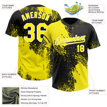 Laden Sie das Bild in den Galerie-Viewer, Custom Light Yellow Black-White 3D Pattern Abstract Brush Stroke Two-Button Unisex Softball Jersey