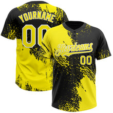 Laden Sie das Bild in den Galerie-Viewer, Custom Light Yellow Black-White 3D Pattern Abstract Brush Stroke Two-Button Unisex Softball Jersey