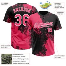 Laden Sie das Bild in den Galerie-Viewer, Custom Neon Pink Black-White 3D Pattern Abstract Brush Stroke Two-Button Unisex Softball Jersey