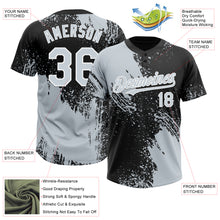 Laden Sie das Bild in den Galerie-Viewer, Custom Silver Black-White 3D Pattern Abstract Brush Stroke Two-Button Unisex Softball Jersey
