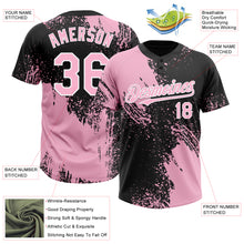 Laden Sie das Bild in den Galerie-Viewer, Custom Light Pink Black-White 3D Pattern Abstract Brush Stroke Two-Button Unisex Softball Jersey