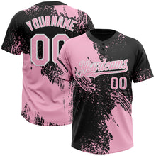 Laden Sie das Bild in den Galerie-Viewer, Custom Light Pink Black-White 3D Pattern Abstract Brush Stroke Two-Button Unisex Softball Jersey