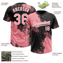 Laden Sie das Bild in den Galerie-Viewer, Custom Medium Pink Black-White 3D Pattern Abstract Brush Stroke Two-Button Unisex Softball Jersey