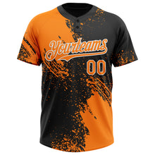 Laden Sie das Bild in den Galerie-Viewer, Custom Bay Orange Black-White 3D Pattern Abstract Brush Stroke Two-Button Unisex Softball Jersey