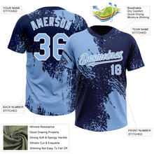 Laden Sie das Bild in den Galerie-Viewer, Custom Light Blue Navy-White 3D Pattern Abstract Brush Stroke Two-Button Unisex Softball Jersey