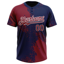 Laden Sie das Bild in den Galerie-Viewer, Custom Crimson Navy-White 3D Pattern Abstract Brush Stroke Two-Button Unisex Softball Jersey