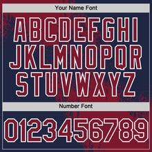 Laden Sie das Bild in den Galerie-Viewer, Custom Crimson Navy-White 3D Pattern Abstract Brush Stroke Two-Button Unisex Softball Jersey