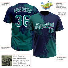 Загрузить изображение в средство просмотра галереи, Custom Teal Navy-White 3D Pattern Abstract Brush Stroke Two-Button Unisex Softball Jersey