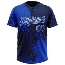 Load image into Gallery viewer, Custom Thunder Blue Navy-White 3D Pattern Abstract Brush Stroke Two-Button Unisex Softball Jersey