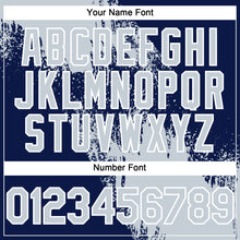 Laden Sie das Bild in den Galerie-Viewer, Custom Silver Navy-White 3D Pattern Abstract Brush Stroke Two-Button Unisex Softball Jersey