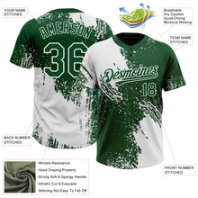 Laden Sie das Bild in den Galerie-Viewer, Custom White Green 3D Pattern Abstract Brush Stroke Two-Button Unisex Softball Jersey