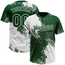 Laden Sie das Bild in den Galerie-Viewer, Custom White Green 3D Pattern Abstract Brush Stroke Two-Button Unisex Softball Jersey