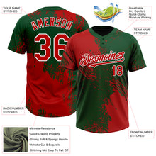 Laden Sie das Bild in den Galerie-Viewer, Custom Red Green-White 3D Pattern Abstract Brush Stroke Two-Button Unisex Softball Jersey