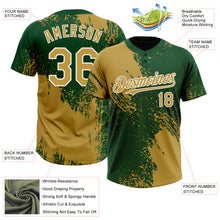 Laden Sie das Bild in den Galerie-Viewer, Custom Old Gold Green-White 3D Pattern Abstract Brush Stroke Two-Button Unisex Softball Jersey