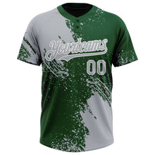 Laden Sie das Bild in den Galerie-Viewer, Custom Gray Green-White 3D Pattern Abstract Brush Stroke Two-Button Unisex Softball Jersey