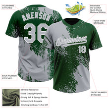 Laden Sie das Bild in den Galerie-Viewer, Custom Gray Green-White 3D Pattern Abstract Brush Stroke Two-Button Unisex Softball Jersey