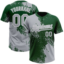 Laden Sie das Bild in den Galerie-Viewer, Custom Gray Green-White 3D Pattern Abstract Brush Stroke Two-Button Unisex Softball Jersey
