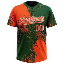 Laden Sie das Bild in den Galerie-Viewer, Custom Orange Green-White 3D Pattern Abstract Brush Stroke Two-Button Unisex Softball Jersey