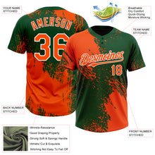 Laden Sie das Bild in den Galerie-Viewer, Custom Orange Green-White 3D Pattern Abstract Brush Stroke Two-Button Unisex Softball Jersey