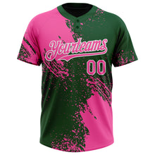 Загрузить изображение в средство просмотра галереи, Custom Pink Green-White 3D Pattern Abstract Brush Stroke Two-Button Unisex Softball Jersey