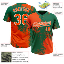 Laden Sie das Bild in den Galerie-Viewer, Custom Orange Kelly Green-White 3D Pattern Abstract Brush Stroke Two-Button Unisex Softball Jersey