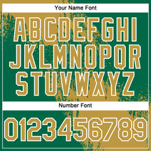 Laden Sie das Bild in den Galerie-Viewer, Custom Old Gold Kelly Green-White 3D Pattern Abstract Brush Stroke Two-Button Unisex Softball Jersey