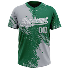 Laden Sie das Bild in den Galerie-Viewer, Custom Gray Kelly Green-White 3D Pattern Abstract Brush Stroke Two-Button Unisex Softball Jersey