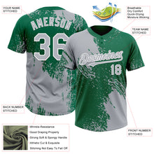 Laden Sie das Bild in den Galerie-Viewer, Custom Gray Kelly Green-White 3D Pattern Abstract Brush Stroke Two-Button Unisex Softball Jersey