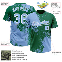 Laden Sie das Bild in den Galerie-Viewer, Custom Light Blue Kelly Green-White 3D Pattern Abstract Brush Stroke Two-Button Unisex Softball Jersey