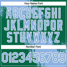 Laden Sie das Bild in den Galerie-Viewer, Custom Light Blue Kelly Green-White 3D Pattern Abstract Brush Stroke Two-Button Unisex Softball Jersey