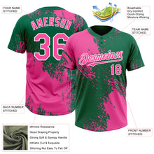 Загрузить изображение в средство просмотра галереи, Custom Pink Kelly Green-White 3D Pattern Abstract Brush Stroke Two-Button Unisex Softball Jersey