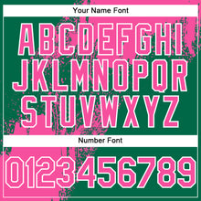 Загрузить изображение в средство просмотра галереи, Custom Pink Kelly Green-White 3D Pattern Abstract Brush Stroke Two-Button Unisex Softball Jersey